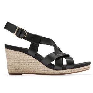 Cole Haan Crystal Leather Wedge Sandals New